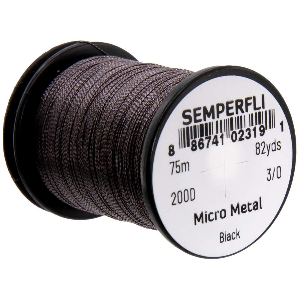 Semperfli Micro Metal Hybrid Thread, Tinsel & Wire Black Fly Tying Materials (Product Length 82 Yds / 75m)